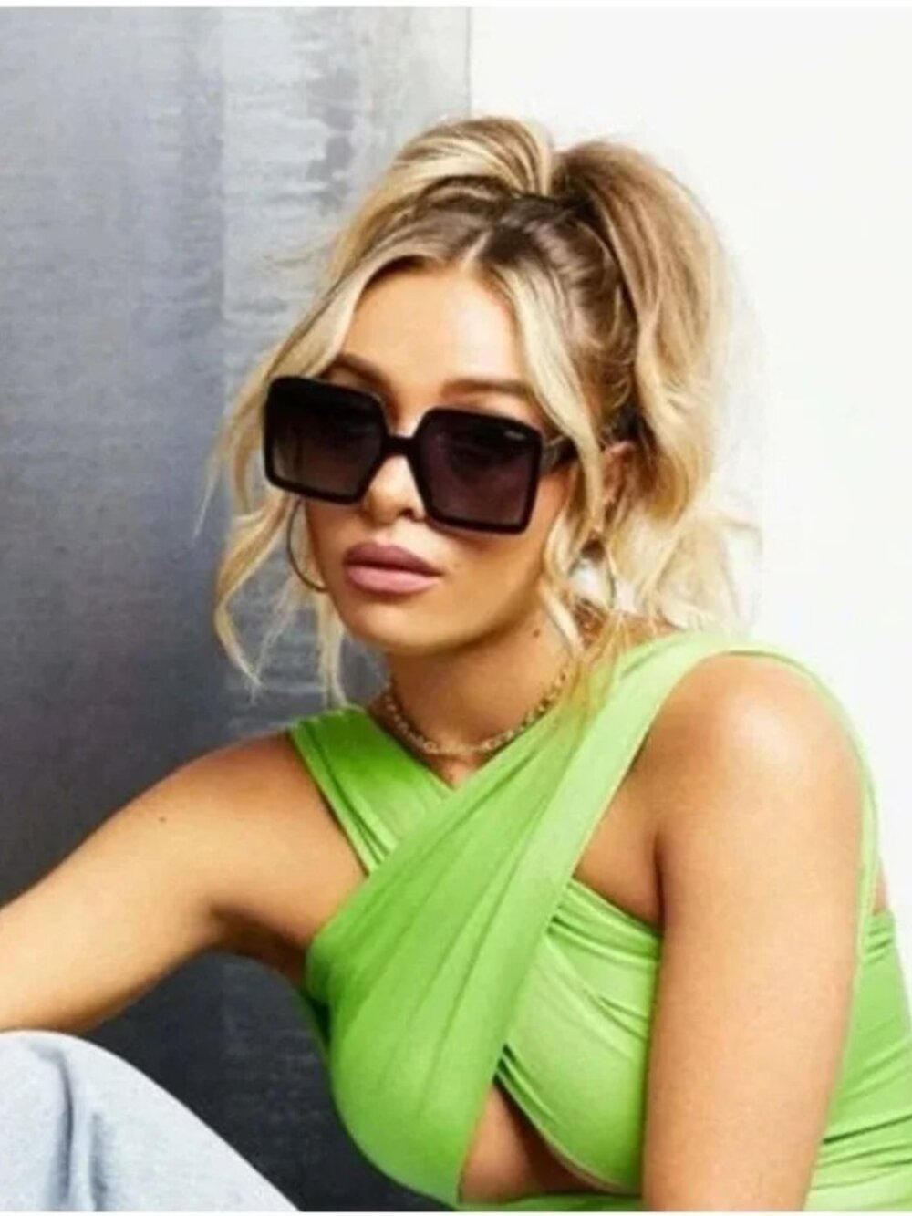 Quay Australia Black & Gold Almost Ready Square Frame Polarized Sunglasses